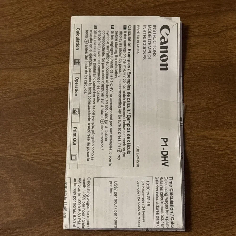 Canon Palm Printer P1-DH V 12 Digits Receipt Printing Calculator With Adapter